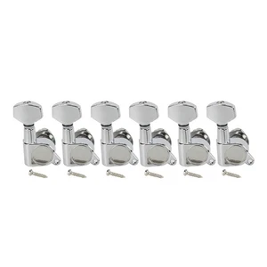 FLEOR 6Pcs Acoustic Electric Guitar Tuning Pegs Keys Machine Heads 6R Chrome - Picture 1 of 14