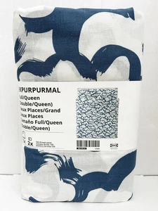Ikea EKPURPURMAL Full/Queen Duvet cover and pillowcases, white blue/cloud - NEW - Picture 1 of 2