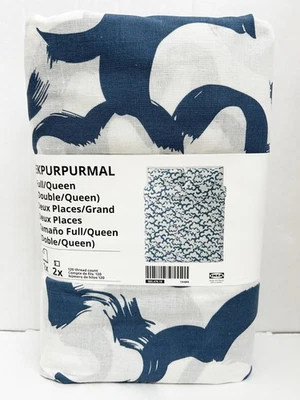 Ikea EKPURPURMAL Full/Queen Duvet cover and pillowcases, white blue/cloud - NEW