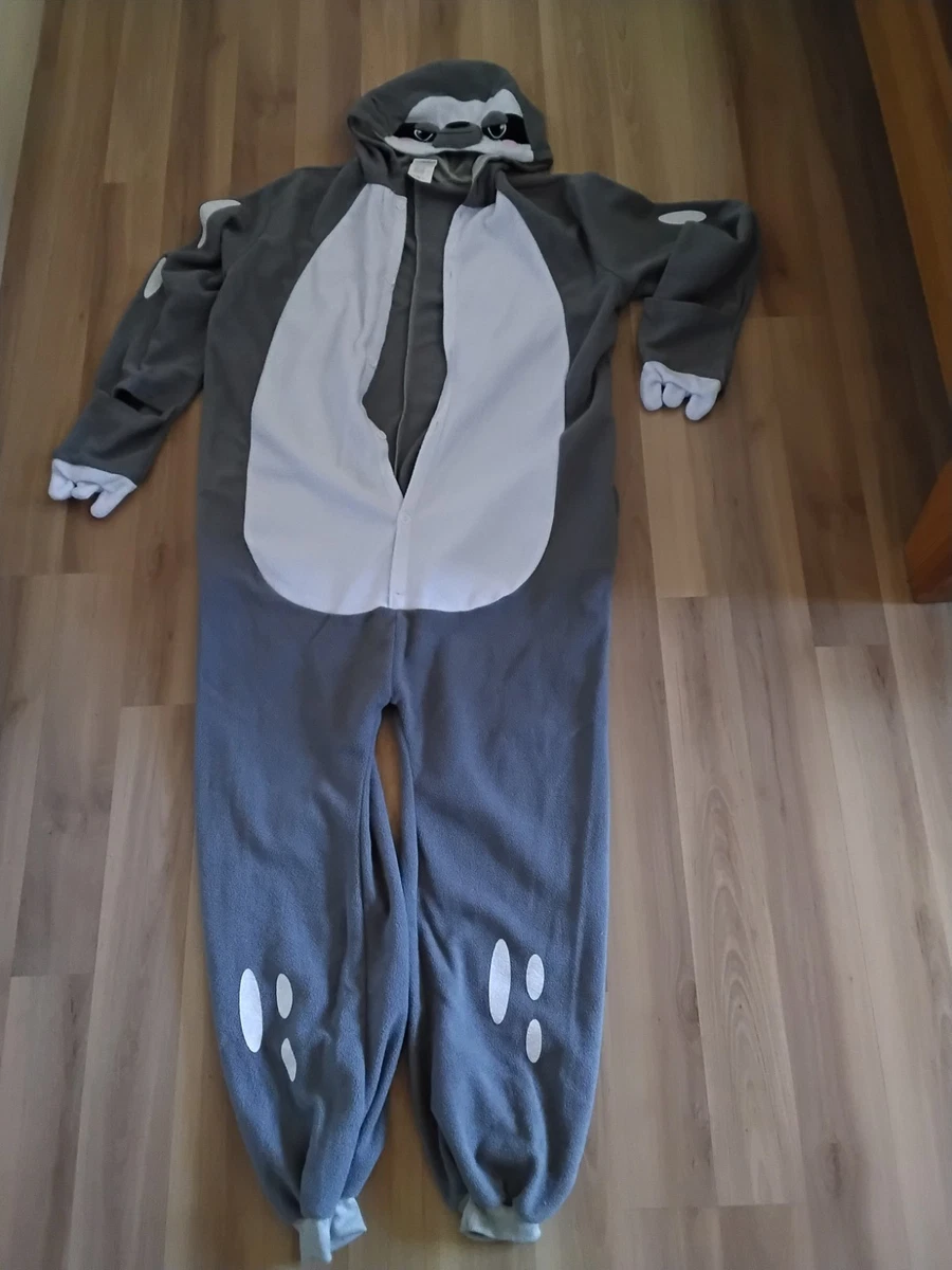 Faultier Kostüm Overall Grau – Tierkostüm Für Damen, Fasching, Karneval & Mottopartys, Aus 100% Polyester