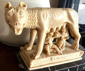 She-Wolf Romulus & Remus Statue Sculpture Capitoline Roma Marble Base 6"x5.5" - Picture 1 of 16