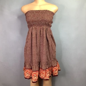 Vestido midi bohemio vintage sin tirantes con estampado de bordes ornamentados - Imagen 1 de 8