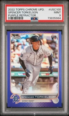 2022 Topps Chrome Update #USC100 Spencer Torkelson Purple Refractor PSA 9 - Image 1 of 2