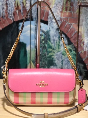 NWT Coach Hailey Plaid Crossbody Shoulder Bag CB156 In PINK Leather Jacquard - Image 1 of 4