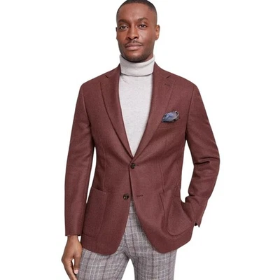 Abrigo deportivo Tallia clásico ajustado de mezcla de lana marrón óxido liso para hombre talla 48L Foto 1 de 4