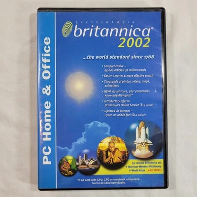 Encyclopedia Britannica 2002 Pc Home & Office CD DVD 2 Data Disc Set USED - Image 1 of 4