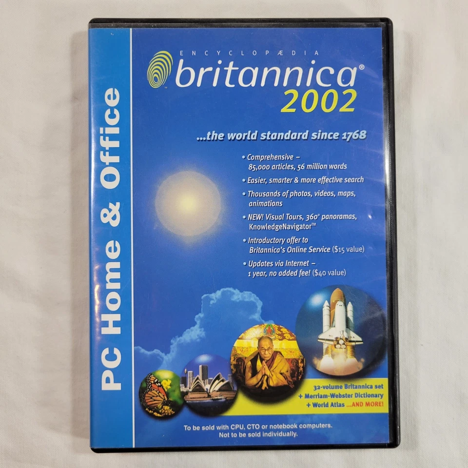 Encyclopedia Britannica 2002 Pc Home & Office CD DVD 2 Data Disc Set USED - Image 1 of 4