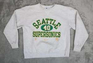 Vintage 90s Champion Seattle Supersonics Made in USA Gray Crewneck Sweatshirt L - Picture 1 of 7