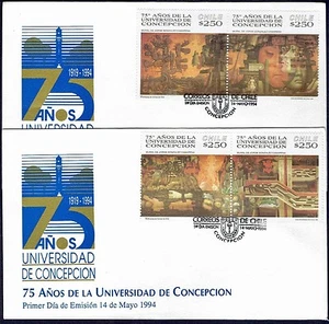 CHILE FDC COVER 1994 # 1671/4 ART CONCEPCION UNIVERSITY - Picture 1 of 2