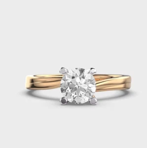 Bypass Set Round Moissanite Ring Solitaire Engagement Ring Simple Jewelry Gift's - Picture 1 of 8