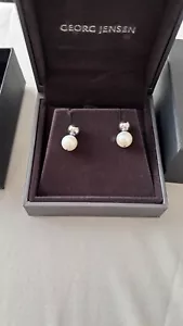 Georg Jensen Silver Moonlight Grapes Pearl Drop Earrings /Studs New - Picture 1 of 3
