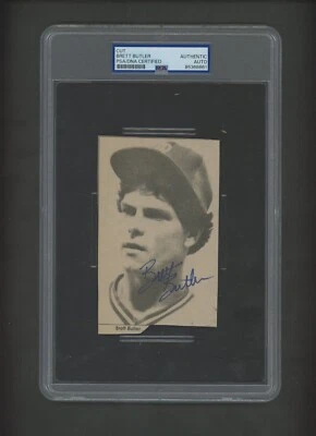Foto de periódico Brett Butler vintage de carrera temprana PSA/DNA autógrafo recubierto Foto 1 de 3