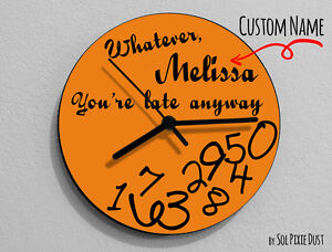 Custom Name Whatever, I'm late anyways Orange - Wall Clock  