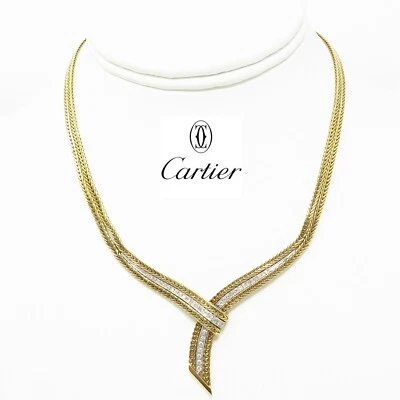 Collar Gargantilla NYJEWEL Cartier Oro 18k Dos Tonos Diamante V 15" Foto 1 de 4