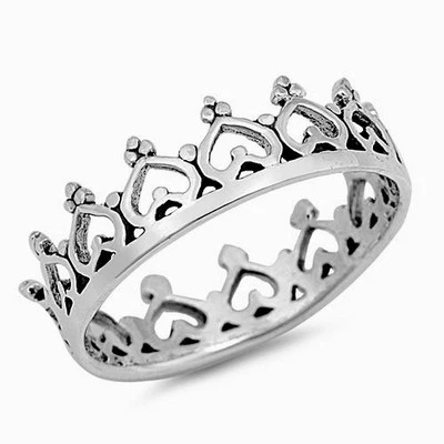 Anillo corona corazón vendedor de EE. UU. plata esterlina 925 mejor precio joyería seleccionable Foto 1 de 2