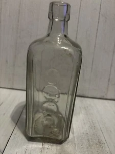 Vintage Clear Glass Bottle - Circle Decoration - Clear Glass with Dots - Picture 1 of 8