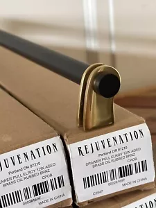NIB Rejuvenation Elroy 12” Cabinet Drawer Pull Aged Brass & Black RARE - Picture 1 of 12