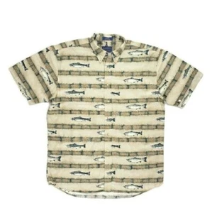 Camisa de campamento Pendleton para hombre talla grande pescado manga corta con botones 100 % algodón - Imagen 1 de 7