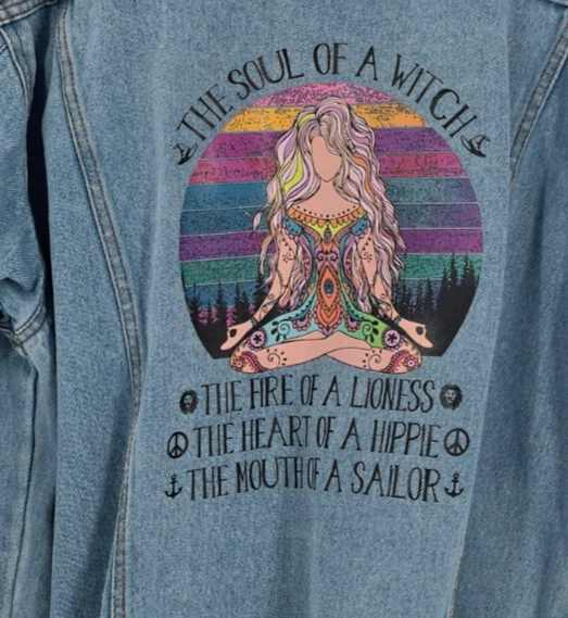 Sonoma Jean jacket upcycled "the soul of a witch" Sz Medium UNIQUE - Image 1 of 4