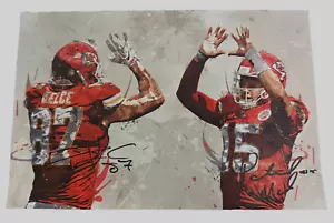 Neu 4er-Pack signiertes Patrick Mahomes und Travis Kelce Canvas Poster 8x12 Zoll - Bild 1 von 7