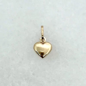14K Yellow Gold Small 11mm Puffed Heart Charm Pendant - New, great gift - Picture 1 of 7