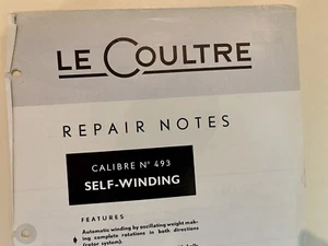 Original Swiss 3-pg Repair Notes vintage Jaeger Lecoultre 493 automatic watch - Picture 1 of 1