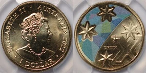 PCGS MS66 Australia 2022 $1 Great Aussie Coin Hunt X - Crux Coloured Coin - Bild 1 von 3