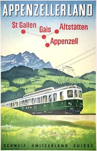 Original Vintage Poster APPENZELLERLAND Schweizer Bahn Reisen Tourismus Bahn LEINEN - Bild 1 von 5