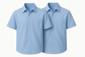 2 PACK Boys Short Sleeve School Shirt Blue Regular Fit School Uniform Size 2-18 - Picture 1 of 2