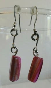 WALLIS Pink Marble Effect Oblong Resin Bead Dangle Earrings - Picture 1 of 7