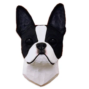 Boston Terrier Head Plaque Figurine Black - Picture 1 of 1