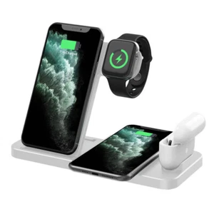 4In1 Wireless Charger Dock Charging Station For Apple Watch Air Pods iPhone 15 - Picture 1 of 15