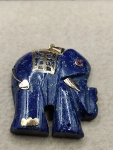 14K Gelbgold Lapis Elefant Anhänger ISTZUSTAND - Bild 1 von 5