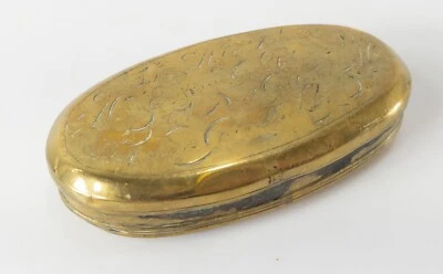 Antigua caja de tinta holandesa grabada en latón del siglo XVIII Foto 1 de 4