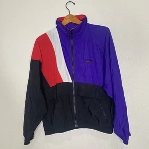 Vtg 90s Reebok Color Block Windbreaker Jacket Purple Black Red M Y2K - Picture 1 of 6