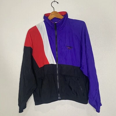 Chaqueta cortavientos Reebok Color Block de colección años 90 púrpura negro rojo M Y2K Foto 1 de 4