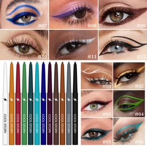 12Colors Metallic Pearlescent Glitter Eyeshadow Eyeliner Gel Pen Waterproof ! - Picture 1 of 35