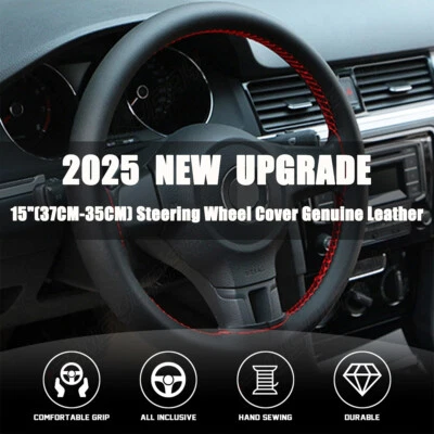Funda Volante Coche 15" Cuero con Rosca de Aguja Estuche Antideslizante Hágalo Usted Mismo Foto 1 de 4