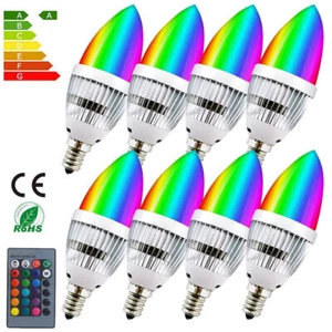 1-4Pcs E14 E12 RGB LED Light Bulbs 3W 16 Colors Changing Lamp + Remote Control - Picture 1 of 15