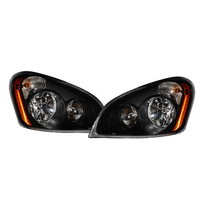 Conjunto de faros negro con bombilla para Freightliner Cascadia 2008-2017 Foto 1 de 4
