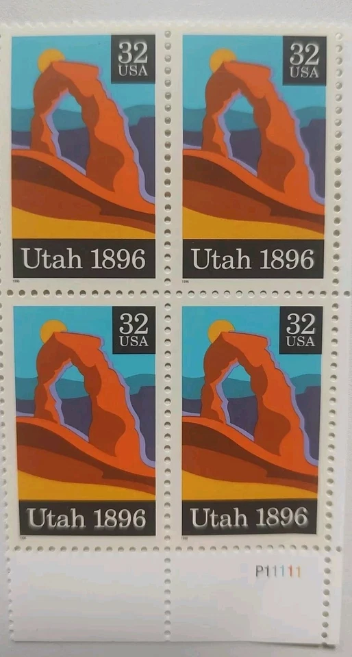U.S. 32 CENT MNH UTAH PLATE STAMP BLOCK  - Image 1 of 1