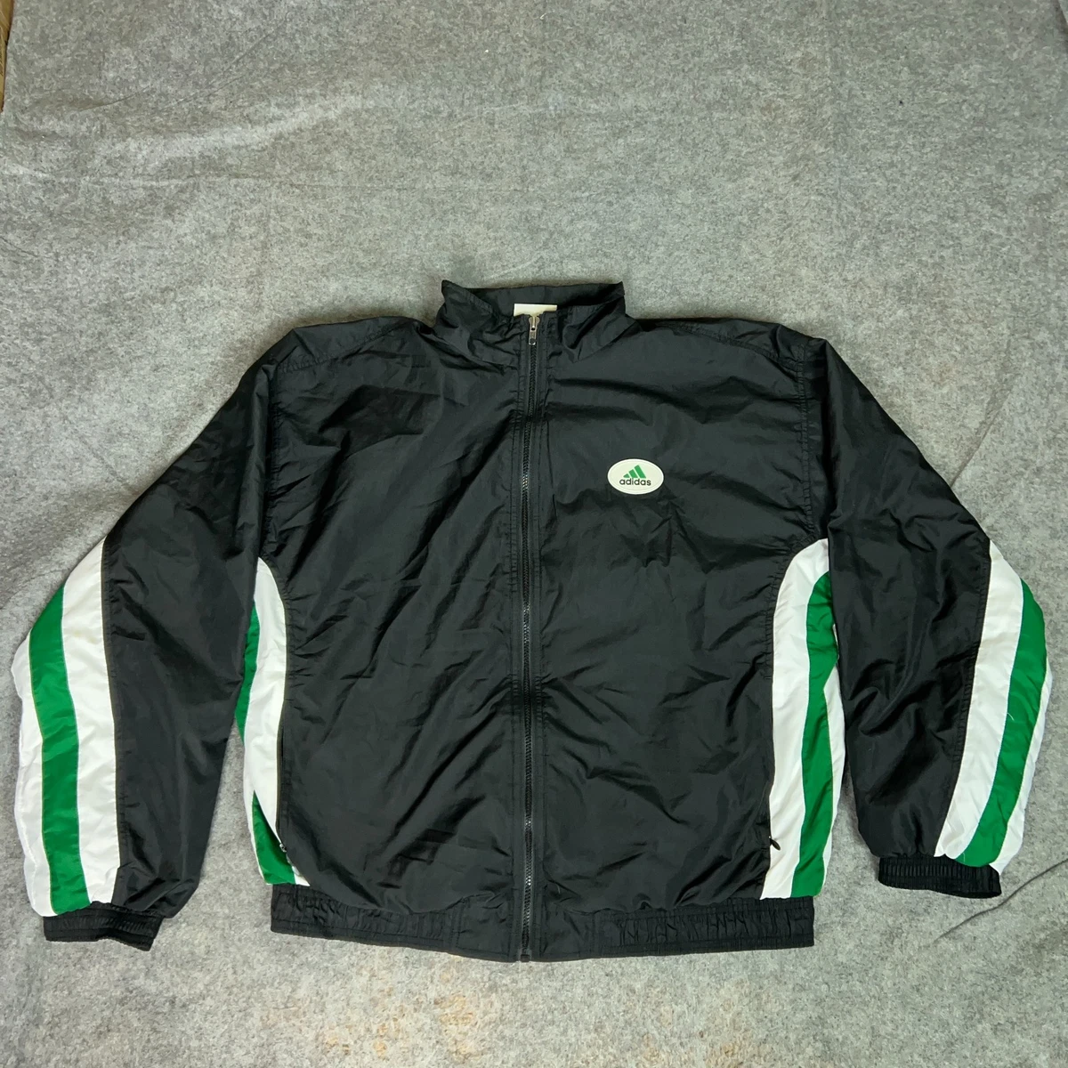 Vintage Adidas Jacket Mens XL Black Green White Full Zip