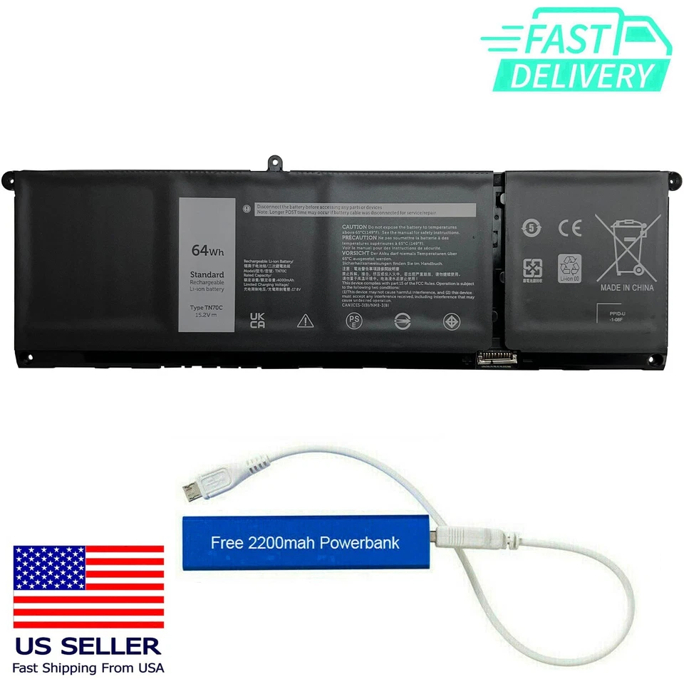 BATERÍA TN70C PARA DELL 14 PLUS 2 EN 1 DELL 16 PLUS 2 EN 1 64WH N9XX1 JGCCT Foto 1 de 1