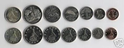 Zimbabwe 1 5 10 20 50 $1 2 DOLLARS 1989-2002 Willd life Animal UNC 7 Coin Set - Image 1 of 4