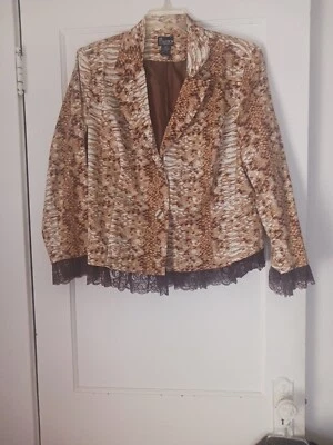 Colección Nueva York Reptil Marrón Con Plateado Brillante Marrón Volantes Encaje Talla X Foto 1 de 4