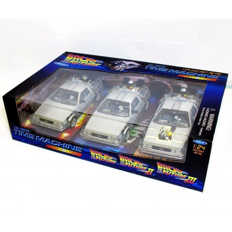 Welly Diecast Back to the Future Trilogy conjunto Delorean 3 peças conjunto escala 1:24 - Imagem 1 de 1