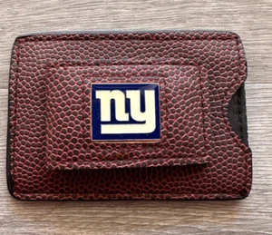 ¡Venta! NFL New York Giants Cuero Marrón Portatarjetas Billetera WH - Imagen 1 de 3