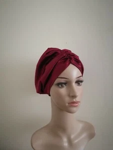 Diadema turbante en tela satinada de vino tinto - Imagen 1 de 6