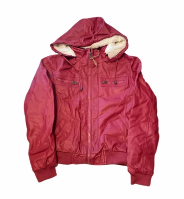 JP Girls Hooded Jacket PVC Leather Fuchsia Size Medium new - Image 1 of 4