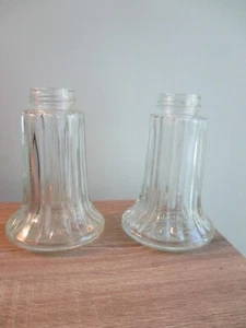 Vintage Clear Glass Salt Pepper Shakers 4 1/2” x 2 3/4" Base No Lids Easy Grip - Picture 1 of 9